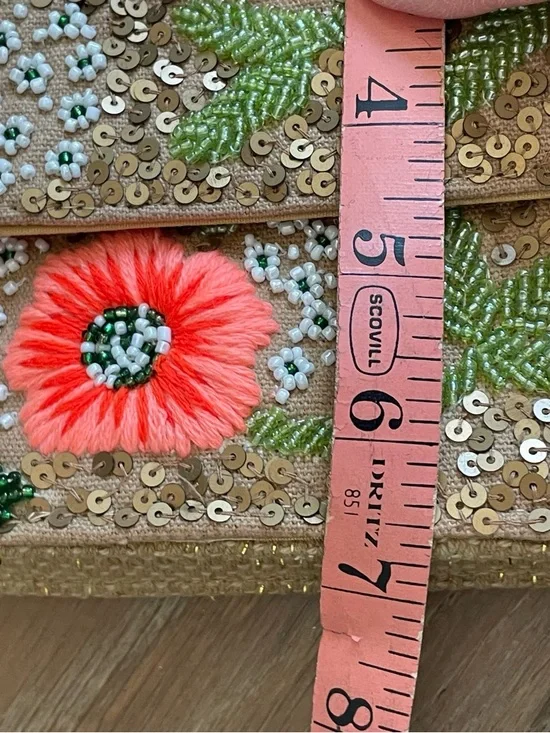 America & Beyond Floral Sequin Crossbody Bag in Coral and Gold - Picture 8 of 13